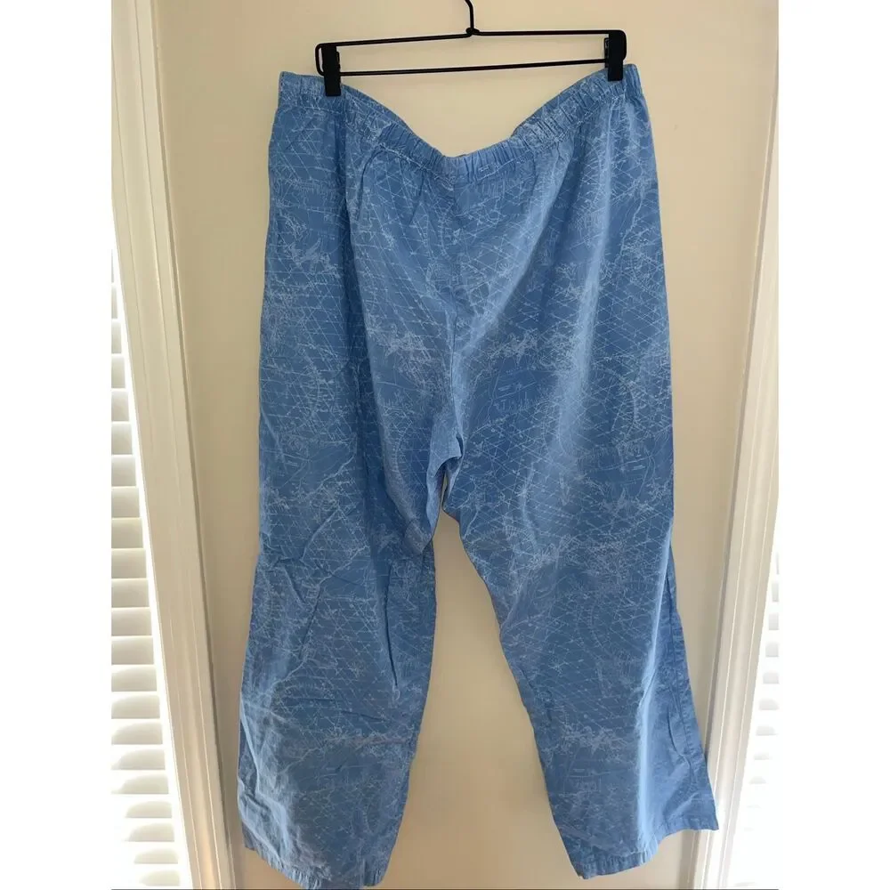 Men's Vineyard Vines Cotton Pajama Pants XL Blue Ocean Map